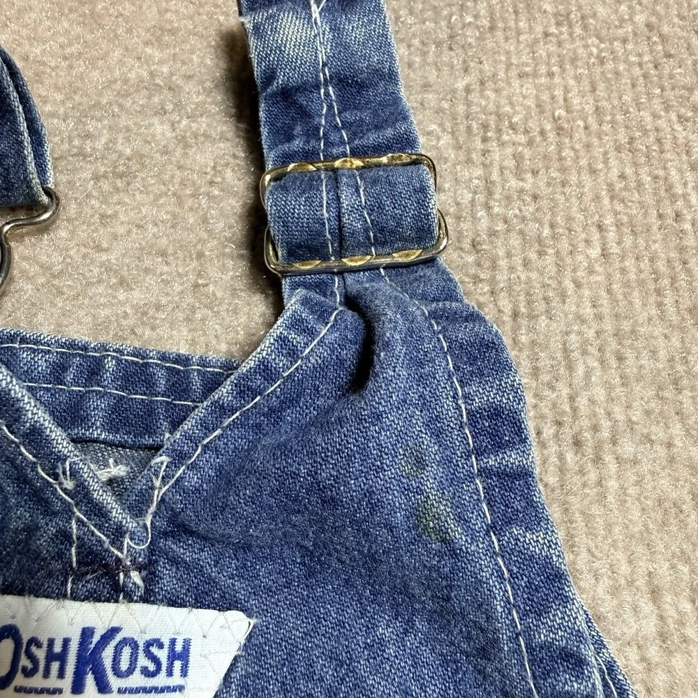 Vintage OshKosh B'Gosh Overalls 6-9M Made in USA Vestbak Denim Baby Blue 90s